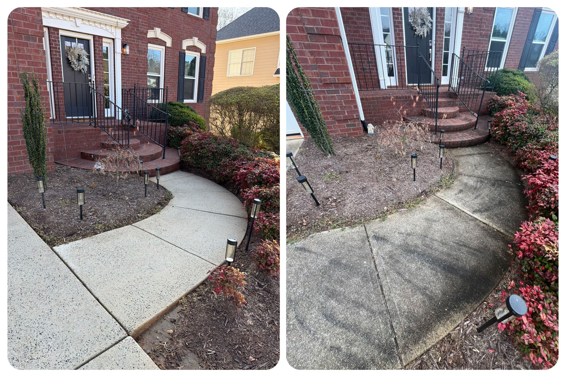 Before and after sidewalk cleaning
